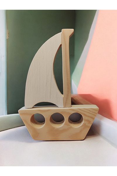 websunday Wooden Toy Sailing Ship Natural Handmade Toy