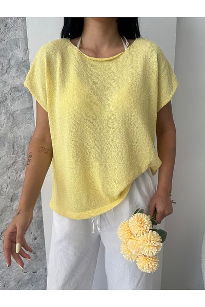 erki triko Boat Neck Cotton Basic Knitwear Blouse