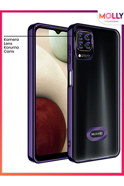 Molly Huawei P40 LİTE Için Kenarları Derin Mor Lens Koruyuculu Lou Lazer Şeff...