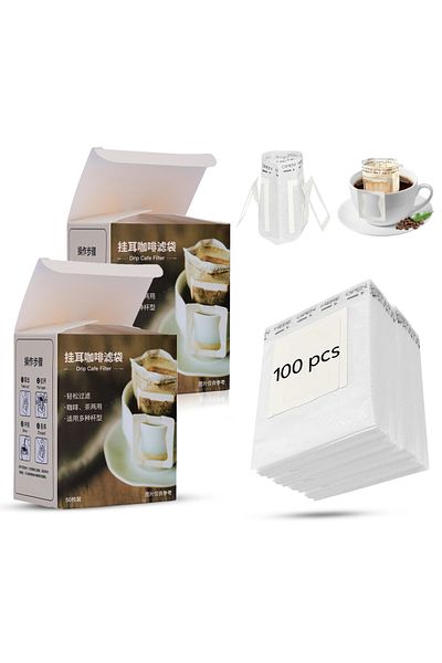Omran Cart 100pcs Hanging Ear Drip Coffee Bags, Portable Disposable Filters for Travel & Home