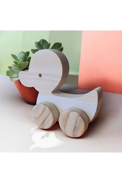 websunday Wooden Toy Duck Natural Handmade Toy