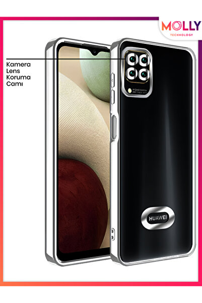 Molly Huawei P40 LİTE Için Kenarları Gümüş Lens Koruyuculu Lou Lazer Şeffaf S...