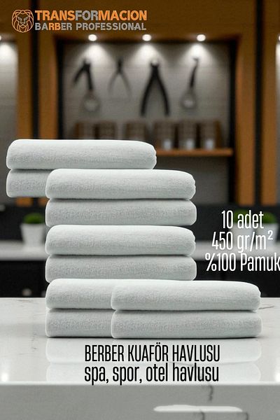 Transformacion Hairdresser Barber Towel 10 Pcs Cotton Barber Towel 50X90 White 721908
