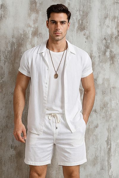 NEW TRENDY COLLECTİON New Season Unisex Honeycomb Textured Premium Cotton Shorts - Self Patterned Comfortable Fit