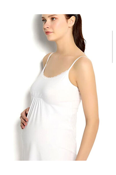 Star Fashion Maternity tank top, made of 100% cotton, with thin straps and lace