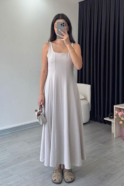 ECEMİ Ema Stone Strap Flared Dress