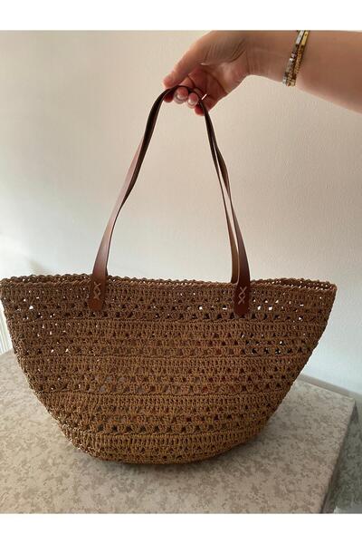 ELİŞİ MODA Handmade Paper Rope Knitted Bag, Shoulder Bag with Strap Suitable for Daily Use, Beach Bag.