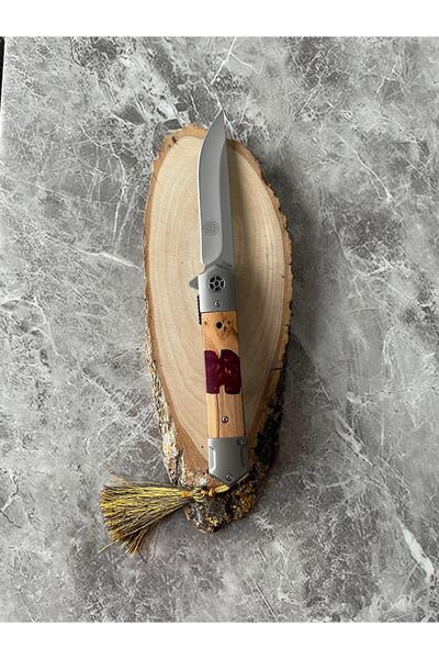 empressnaturalstone Swat SW523A Kamp Çakısı – Bordo Hibrit Epoksi Kabze, Yarı Otomatik, Kemer Klipsli, Outdoor