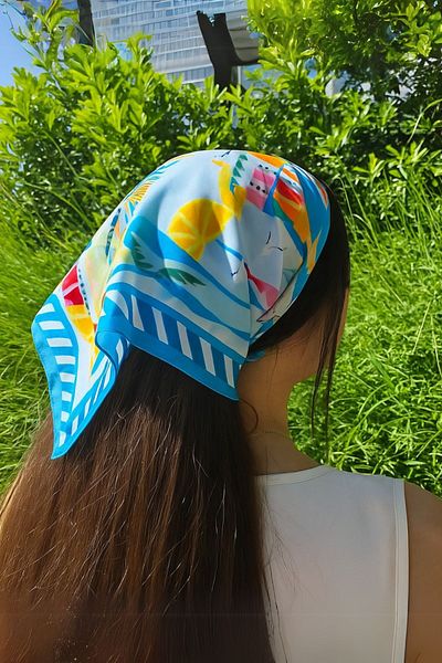 Ecrou Tropical Scarf Shawl Turquoise