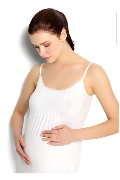 Star Fashion Maternity tank top, made of 100% cotton, with thin straps and lace