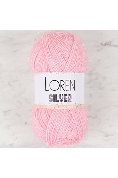 Loren خيط حياكة يدوي باللون الفضي والوردي - RS0013 - 34074