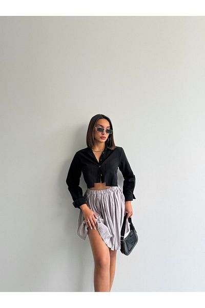 fhk atelier Women's Modal Textured Pleated Shorts Mini Skirt