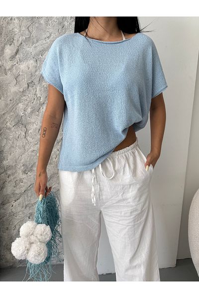 erki triko Boat Neck Cotton Basic Knitwear Blouse