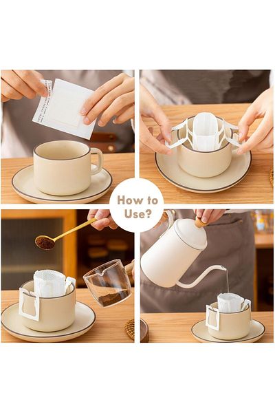 Omran Cart 50pcs Hanging Ear Drip Coffee Bags, Portable Disposable Filters for Travel & Home