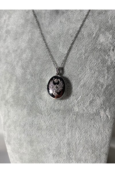 Uzak Işıklar قلادة فولاذية على شكل عبّارة بحجر الزركون باللون الفضي