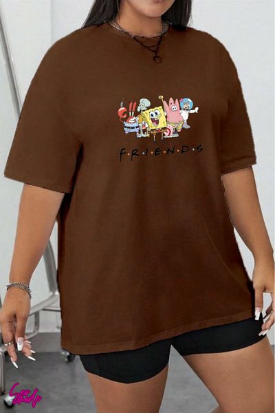 SevMode In the Cart, 1 T-Shirt Is a Gift for Purchases of 5 or More - Cartoon Character Printed Large Size T-Shirt