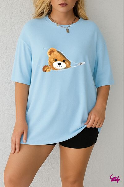 SevMode 1 T-Shirt Is a Gift for Purchases of 5 or More in the Cart - Teddy Bear Printed Large Size T-Shirt