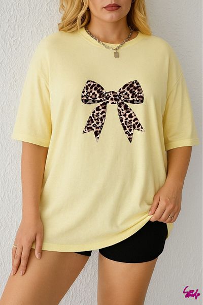 SevMode 1 T-Shirt Is a Gift for Purchases of 5 or More in the Cart - Leopard Ribbon Printed Large Size T-Shirt