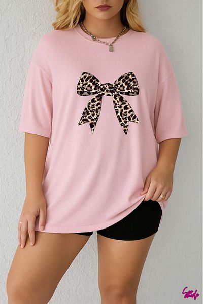 SevMode 1 T-Shirt Is a Gift for Purchases of 5 or More in the Cart - Leopard Ribbon Printed Large Size T-Shirt
