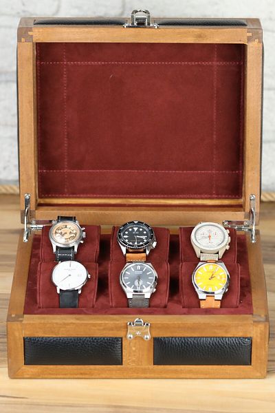 Onywatch 6Pcs Wooden Watch Box Multiple Watch Box Watch Collection Box Watch Box Case
