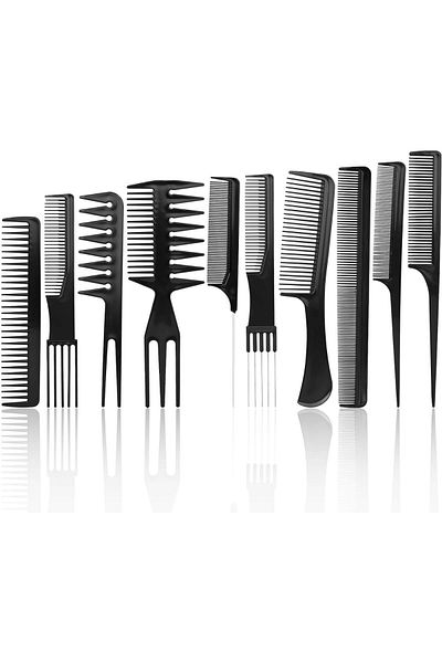 MR RZN STORE 10 Piece Professional Hairdresser Comb Set - Hair Cutting, Separation, Styling and Blow Drying Comb (Lisinya)