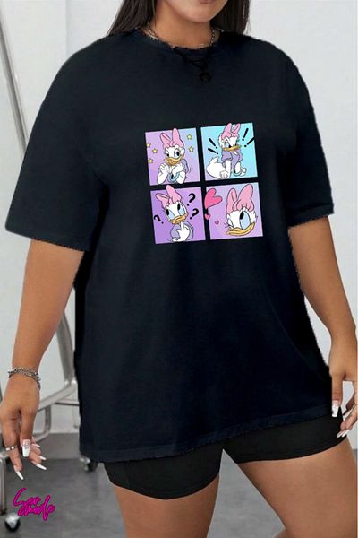 SevMode In the Cart, 1 T-Shirt Is a Gift for Purchases of 5 or More - Cartoon Character Printed Large Size T-Shirt