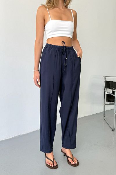 adba style 4027 Modal Cupra Women's Pants with Elastic Waistband