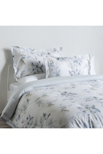 Cottage border floral 3pc comforter king blue 220*240cm
