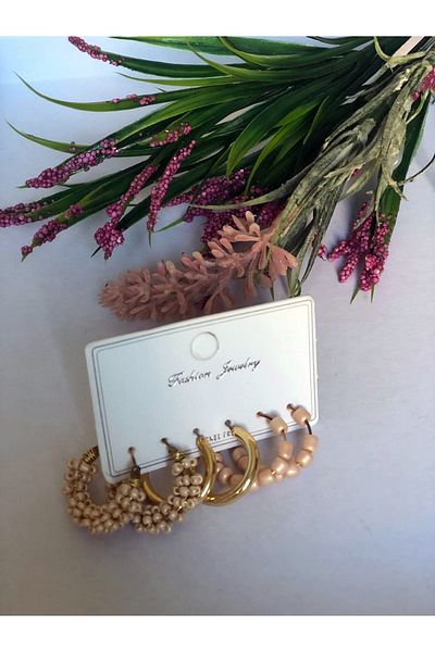 DOĞALYA Women's 3-Piece Sand Bead Earring Set