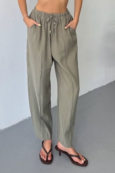 adba style 4027 Modal Cupra Women's Pants with Elastic Waistband