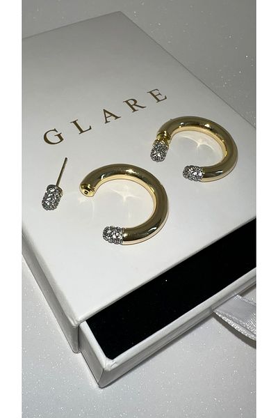 GLARE JEWELRY Melis Göral Model Design Zircon Stone Ring Luxury Stainless Steel Earrings