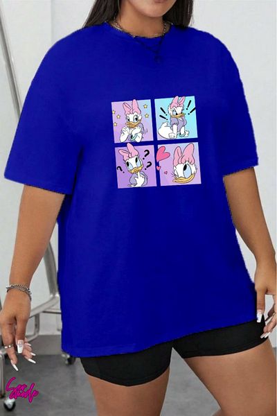 SevMode In the Cart, 1 T-Shirt Is a Gift for Purchases of 5 or More - Cartoon Character Printed Large Size T-Shirt