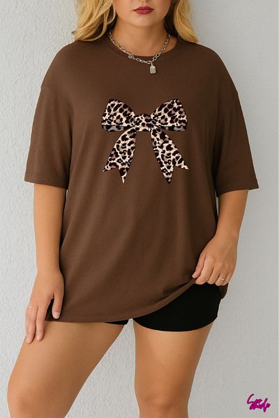 SevMode 1 T-Shirt Is a Gift for Purchases of 5 or More in the Cart - Leopard Ribbon Printed Large Size T-Shirt
