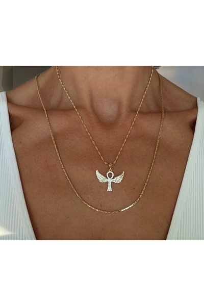 xUPING Altın Kaplama Melek Kolye Kararmaz 14K Rengindedir 45 cm
