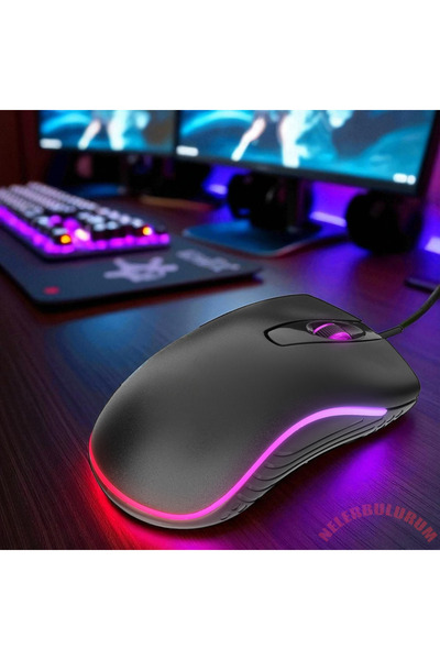 nelerbulurum TAK ÇALIŞTIR 1000 DPI RGB RAİNBOW LEDLİ SİYAH 3D OPTİK LED KABLO...