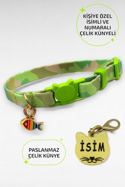 CARAMELOS Güvenlik Kilitli Kedi Tasması, Isimli Kedi Tasması, Kedi Isimlik, K...