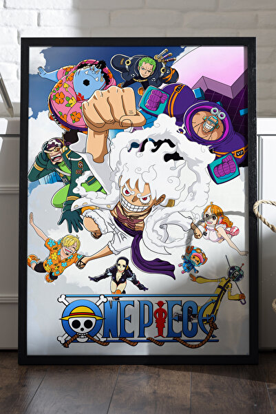 Duvarda One Piece Siyah Ahşap Çerçeveli Poster, Anime Duvar Tablosu