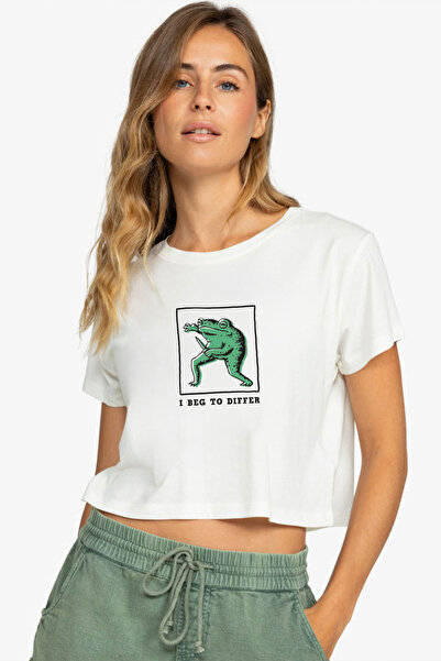 Tee&more. I Beg to Differ Frog Printed Premium Regular Fit Crop T-Shirt