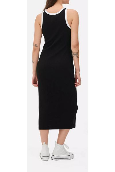 buğlem collection Women's White Piping Detailed Black Ribbed Look Body-Fitting Stylish Dress