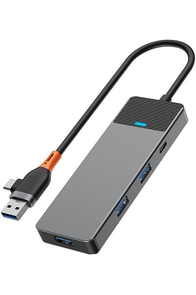 WIWU Linker A431C 4 In 1 USB-C And Type-C Hub - Grey