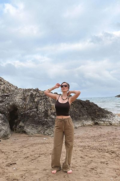 lizge giyim Linen Pants with Belt