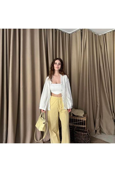 lizge giyim Linen Pants with Belt