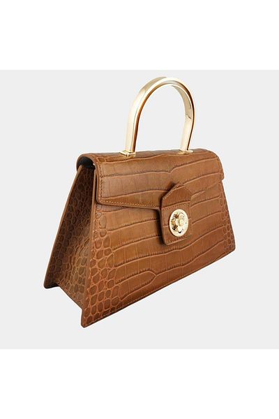 Charriol Brown Leather Laetitia Crossbody bag with Top Handle