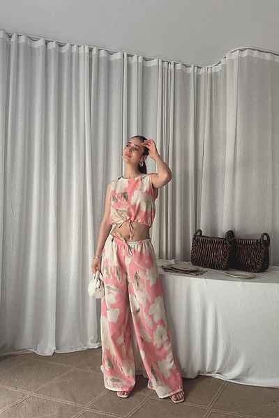 lizge giyim Belted Patterned Trousers