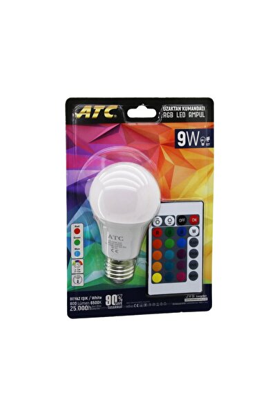 Go İthalat Atc-Rgb-9W Remote Controlled 9W=60W Rgb=16-Color Led Bulb E27 800 ...