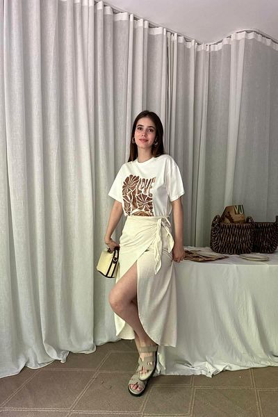 lizge giyim Yandan Tie Skirt