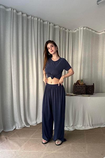 lizge giyim Elastic Wide Leg Modal Pants