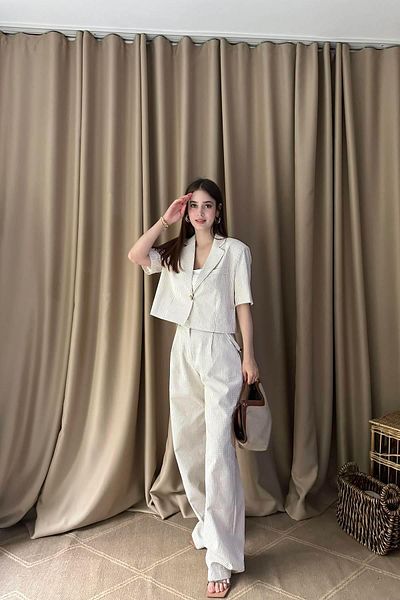 lizge giyim Belt Detail Striped Pants