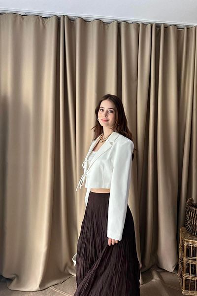 lizge giyim Crop Jacket with Lace up Front