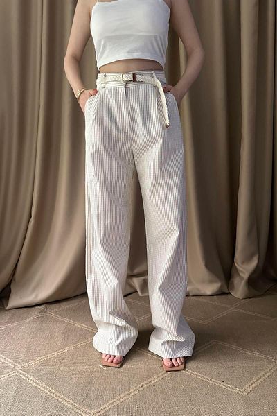 lizge giyim Belt Detail Striped Pants